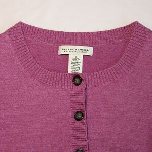 Banana Republic Pink Crewneck Merino Button Cardigan